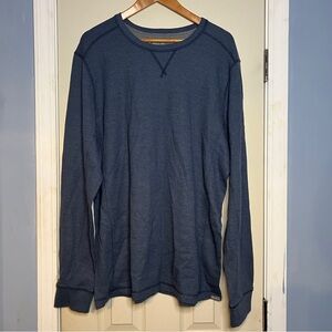 Eddie Bauer Mens Shirt Extra Large Tall Blue Thermal Crew Sweater Sleep Knit